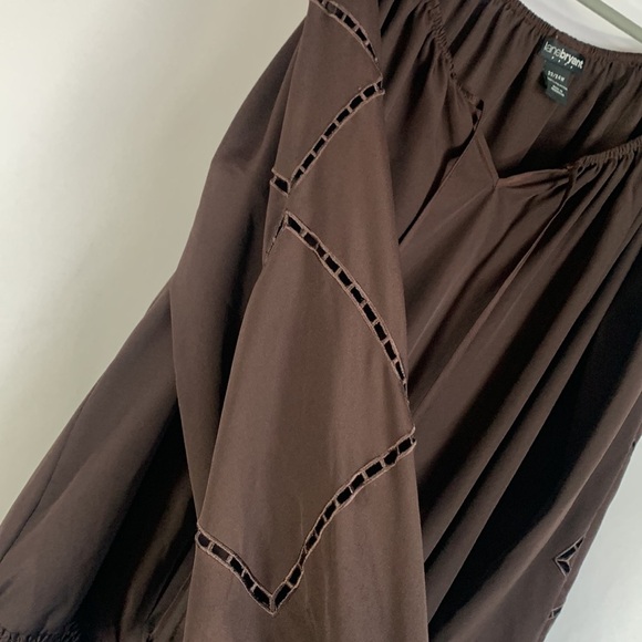 Lane Bryant Brown Sheer Boho Long Sleeve Blouse - Picture 4 of 8